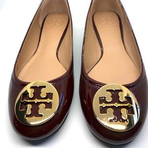Tory Burch Reva Patent Borcht Burgandy Flats